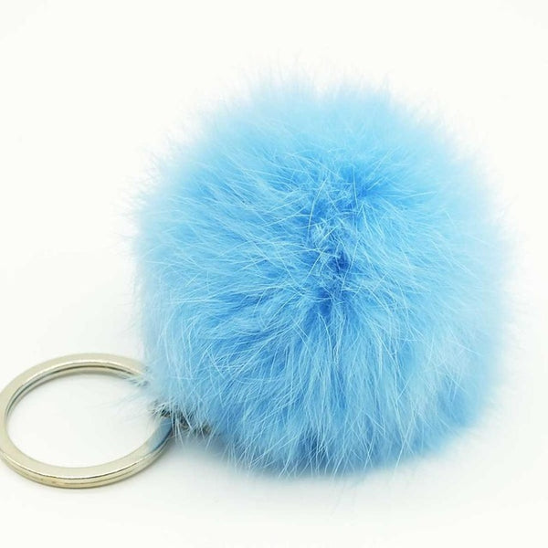 Zoeber Lovely Fluffy Rabbit Ear Fur Anime Ball Key Chain Rings Pendant Cute Pompom Artificial Rabbit Fur Keychain Women Car Bag