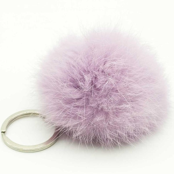 Zoeber Lovely Fluffy Rabbit Ear Fur Anime Ball Key Chain Rings Pendant Cute Pompom Artificial Rabbit Fur Keychain Women Car Bag