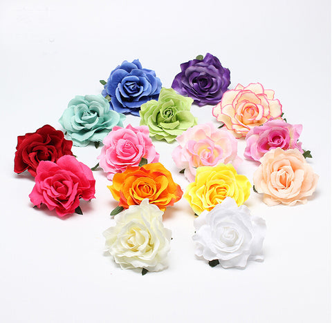 New Flocking Cloth Red Rose Flower Hair Clip Hairpin DIY Headdress Hair Accessories For Bridal Wedding 11colors Free Shipping
