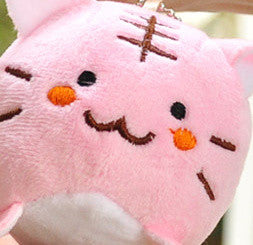 Kawaii 4Colors Choice - 6CM TIGER CAT Plush Key chain DOLL Plush Stuffed TOY DOLL ; Kitty Pendant TOY Wedding Bouquet Gift DOLL
