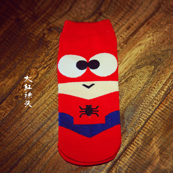 36-43 Summer Men Harajuku Socks Hip Hop Ninja Batman Superman SpiderMan Captain America Avengers Short Novelty Sokken D129