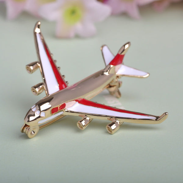 Blucome Cute Little Airplane Brooch Blue Enamel Gold-color Metal Brooches Pin Fighter Aircraft Model Jewelry Suit Clothes Clips