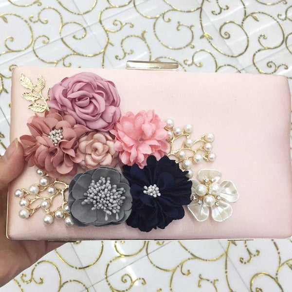 2017 newest Women Black Envelope Evening Clutch Bags Flower Chain Ladies Day Clutches Wine Purple Female Wedding Bag Purse 808