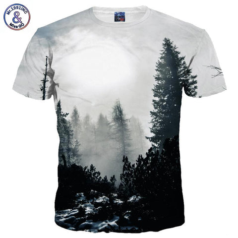 Mr.1991INC New Arrivals Men/Women 3d T-shirt Print Winter Forest Trees Quick Dry Summer Tops Tees Brand Tshirts