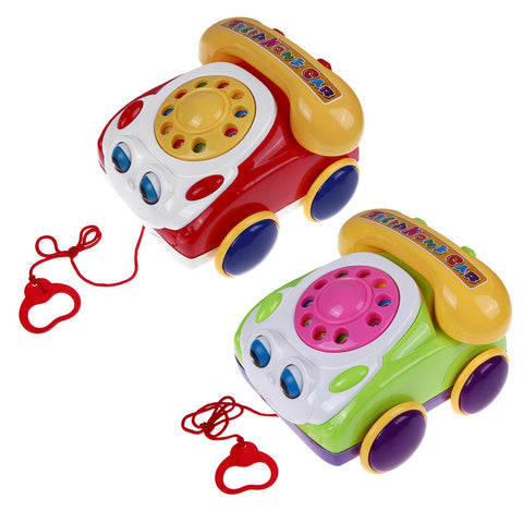 Baby Telephone Toy Colorful Plastic Children's Learning Fun Music Phone Toy Basics Chatter Telephone Classic Kids Pull Toy
