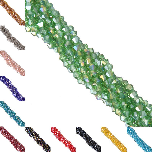 LNRRABC 4mm AB colors Pick Color Bicone Loose Spacer Beads Glass Crystal Faceted Rondelle Bead for Jewelry making