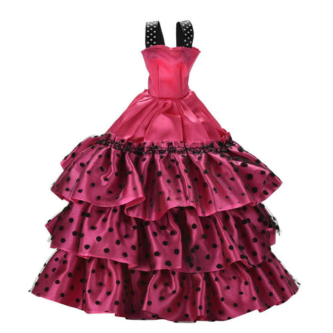 Hot Selling  Summer Mini Tank Doll Princess Dress 3 Layer Dot Flower Dress For Barbies Dolls Wedding Dresses