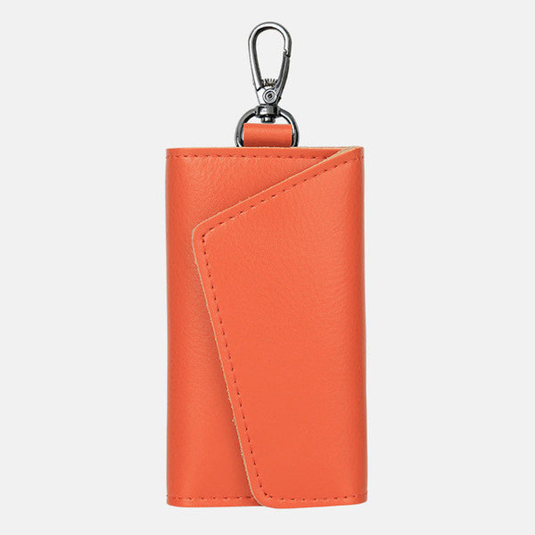 2017 Key Holder Wallet 100% Genuine Leather Unisex Solid Key Wallet Organizer Bag Car Housekeeper Wallet Card Holder