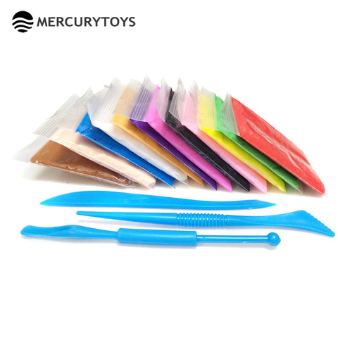 MERCURYTOYS Light clay 12 colors 100g FREE 50 Accessories 3 Tools Air Drying Intelligent Plasticine Kids Slime toys Polymer clay