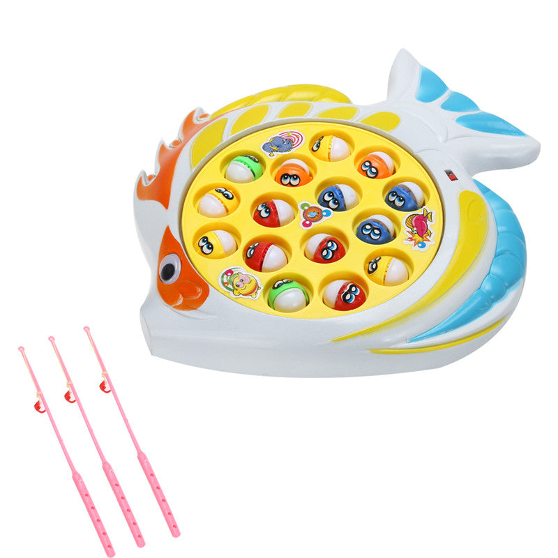 Electric Rotating Magnetic Magnet Fishing Toy 15 Fish 2 Fishing Rod Parent-Child Interactive Educational Toy Gift