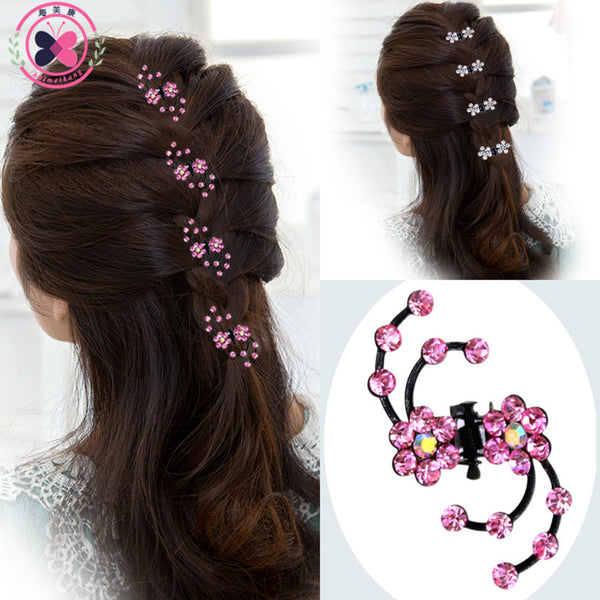 Haimeikang 2017 New Fashion 6Pcs Girls Crystal Snowflake Hair Clips Hairpins Headwear Rhinestone Hair Claws Hair Accessories