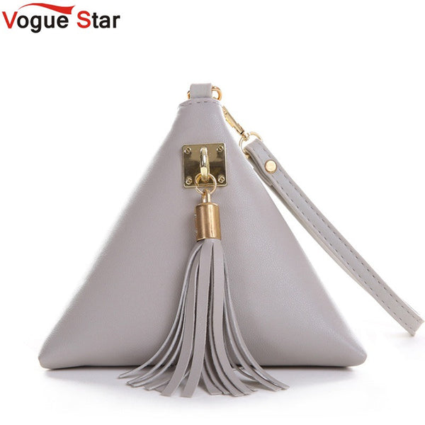 Vogue Star Fashion Mini Tassel Clutch Leather Bag Designer Purse Famous Brand Women Fringe Handbag Evening Bag Bolsa  LS453