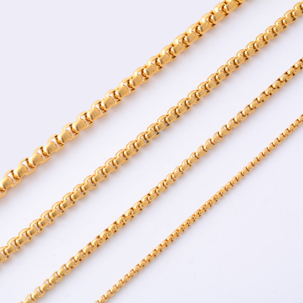 Fashion High Quality Gold Color Stainless Steel Necklace For Women Men Gold Jewelry Chain