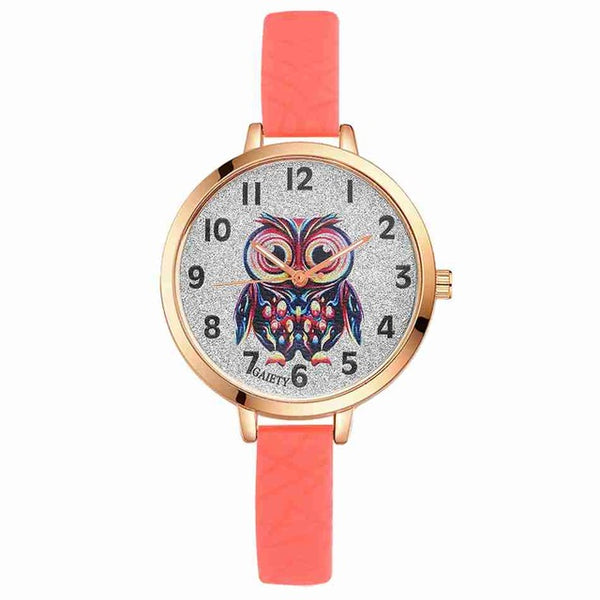 Gaiety Quartz Wrist Watch Women Fashion Silicone Strap Owl Dial Analog Sports Women Watch Female Classic Jewelry Black G286