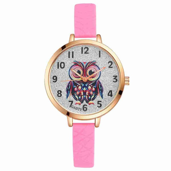 Gaiety Quartz Wrist Watch Women Fashion Silicone Strap Owl Dial Analog Sports Women Watch Female Classic Jewelry Black G286