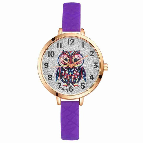 Gaiety Quartz Wrist Watch Women Fashion Silicone Strap Owl Dial Analog Sports Women Watch Female Classic Jewelry Black G286