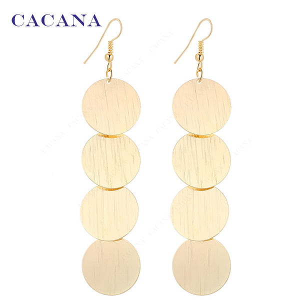 CACANA  Dangle Long Earrings For Women Beautiful Round With Twill Bijouterie Hot Sale No.A626A627