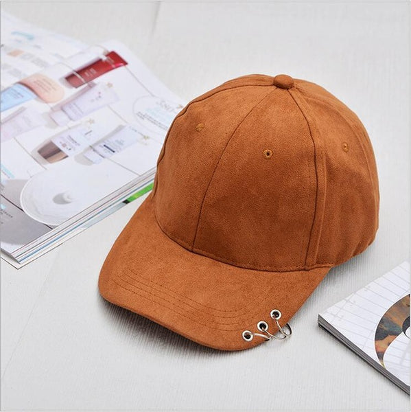 Xuyijun 2016 Gd unisex solid Ring Safety Pin curved hats baseball cap men women Suede snapback caps casquette gorras