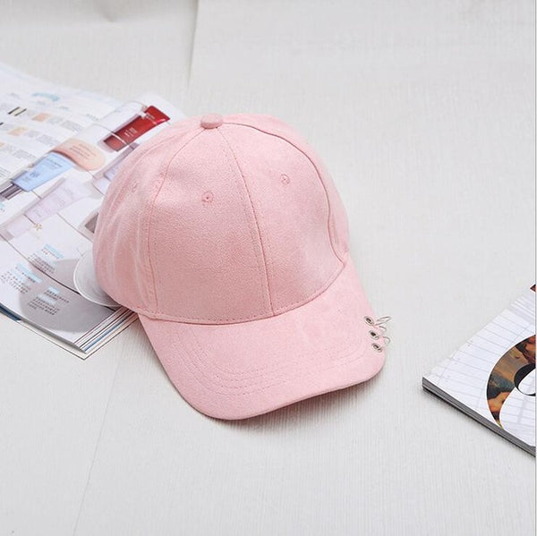 Xuyijun 2016 Gd unisex solid Ring Safety Pin curved hats baseball cap men women Suede snapback caps casquette gorras