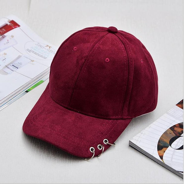 Xuyijun 2016 Gd unisex solid Ring Safety Pin curved hats baseball cap men women Suede snapback caps casquette gorras