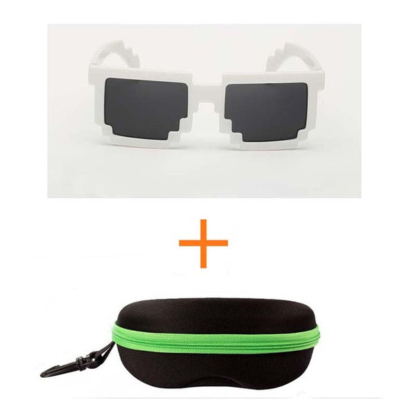 4 color! Fashion  Sunglasses Kids cos play action Game Toys Minecrafter Square Glasses with EVA case gifts for Men Women