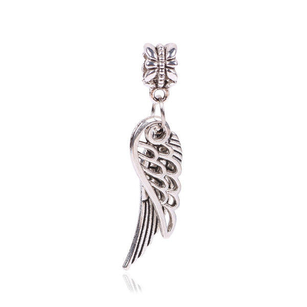 Couqcy Free Shipping 1Pcs Silver Bead Charm European Silver With Angel Wings Charm Pendant Bead Fit Pandora Bracelet