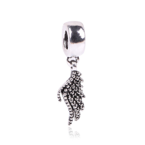 Couqcy Free Shipping 1Pcs Silver Bead Charm European Silver With Angel Wings Charm Pendant Bead Fit Pandora Bracelet