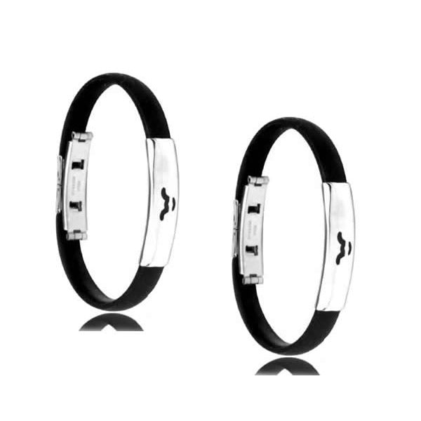 YYW New Hot Stainless Steel Silicone Bracelets Women Men Jewelry Clasp Black Rubber Bangle Zodiac Constellation Signs Bracelets