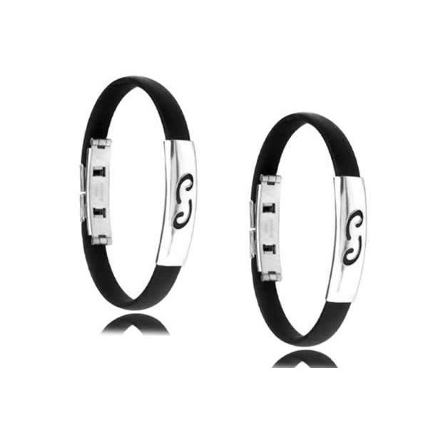 YYW New Hot Stainless Steel Silicone Bracelets Women Men Jewelry Clasp Black Rubber Bangle Zodiac Constellation Signs Bracelets