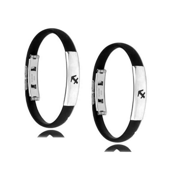 YYW New Hot Stainless Steel Silicone Bracelets Women Men Jewelry Clasp Black Rubber Bangle Zodiac Constellation Signs Bracelets