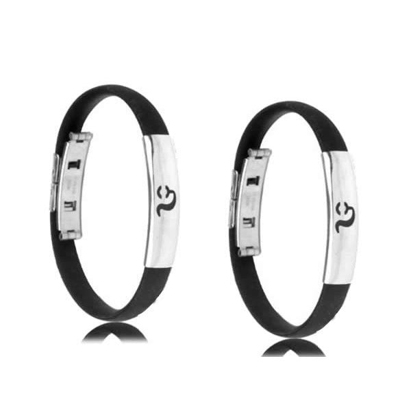 YYW New Hot Stainless Steel Silicone Bracelets Women Men Jewelry Clasp Black Rubber Bangle Zodiac Constellation Signs Bracelets