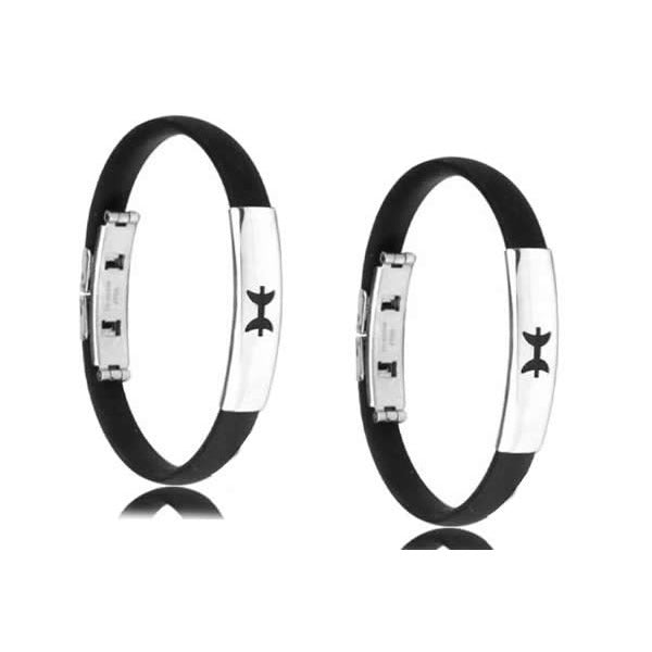 YYW New Hot Stainless Steel Silicone Bracelets Women Men Jewelry Clasp Black Rubber Bangle Zodiac Constellation Signs Bracelets