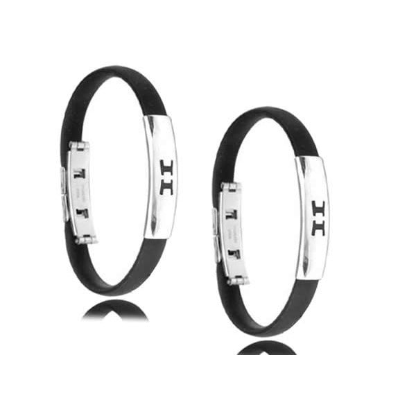 YYW New Hot Stainless Steel Silicone Bracelets Women Men Jewelry Clasp Black Rubber Bangle Zodiac Constellation Signs Bracelets