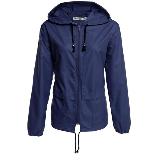 Meaneor thin trench coat for Women Windbreaker Hooded 2017 autumn winter Lightweight Waterproof Sun protection casual Rain coat