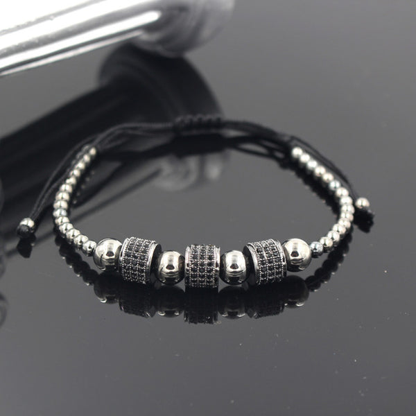 Hot Sale Gold-Color Full Crystal Charm Anil Arjandas Fashion Bracelet Pave Setting Czech Bead Weave Men Macrame Bracelet