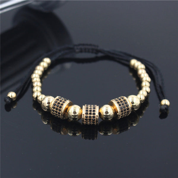 Hot Sale Gold-Color Full Crystal Charm Anil Arjandas Fashion Bracelet Pave Setting Czech Bead Weave Men Macrame Bracelet