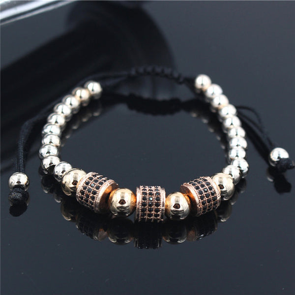 Hot Sale Gold-Color Full Crystal Charm Anil Arjandas Fashion Bracelet Pave Setting Czech Bead Weave Men Macrame Bracelet