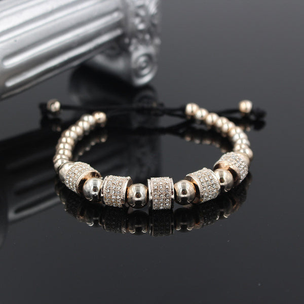 Hot Sale Gold-Color Full Crystal Charm Anil Arjandas Fashion Bracelet Pave Setting Czech Bead Weave Men Macrame Bracelet