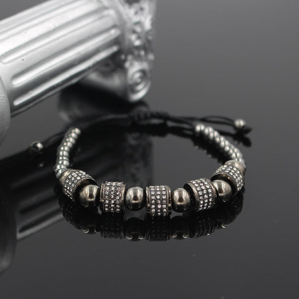 Hot Sale Gold-Color Full Crystal Charm Anil Arjandas Fashion Bracelet Pave Setting Czech Bead Weave Men Macrame Bracelet