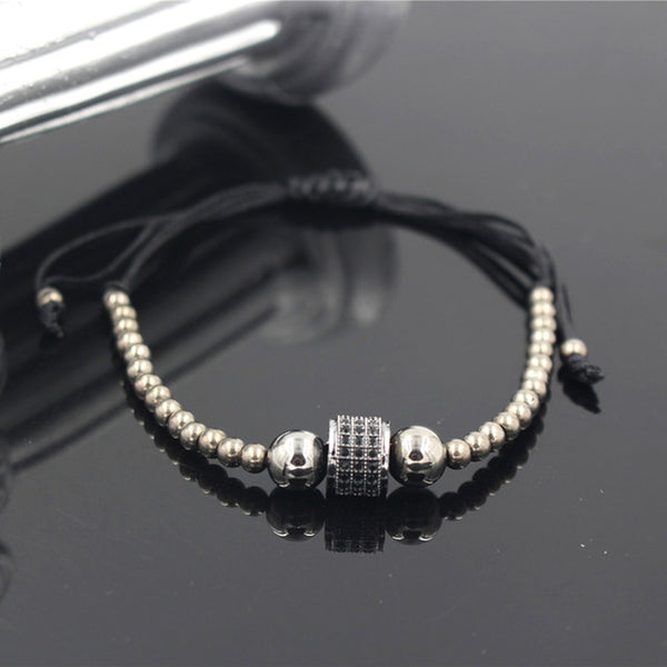 Hot Sale Gold-Color Full Crystal Charm Anil Arjandas Fashion Bracelet Pave Setting Czech Bead Weave Men Macrame Bracelet