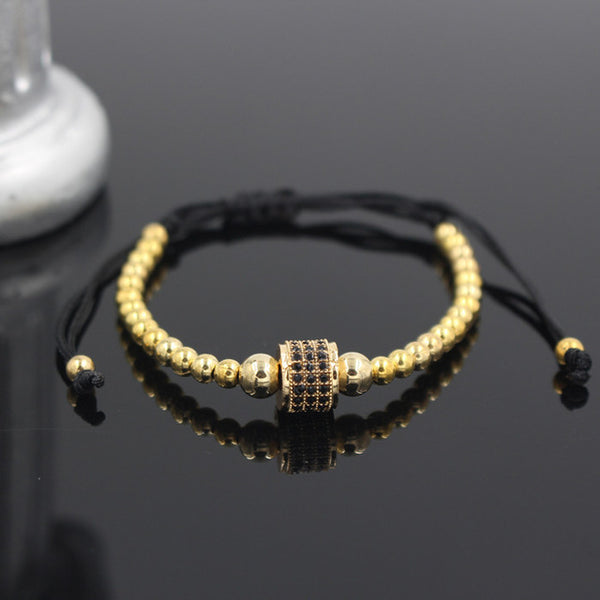 Hot Sale Gold-Color Full Crystal Charm Anil Arjandas Fashion Bracelet Pave Setting Czech Bead Weave Men Macrame Bracelet