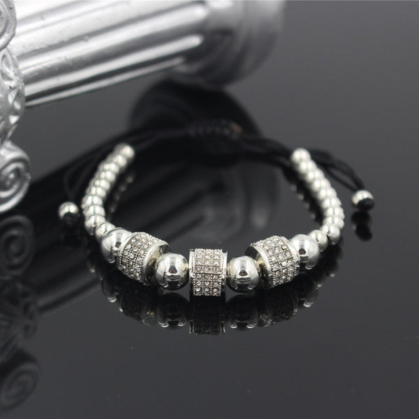 Hot Sale Gold-Color Full Crystal Charm Anil Arjandas Fashion Bracelet Pave Setting Czech Bead Weave Men Macrame Bracelet