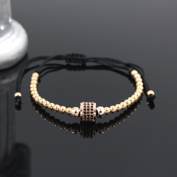 Hot Sale Gold-Color Full Crystal Charm Anil Arjandas Fashion Bracelet Pave Setting Czech Bead Weave Men Macrame Bracelet