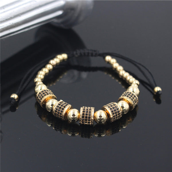 Hot Sale Gold-Color Full Crystal Charm Anil Arjandas Fashion Bracelet Pave Setting Czech Bead Weave Men Macrame Bracelet