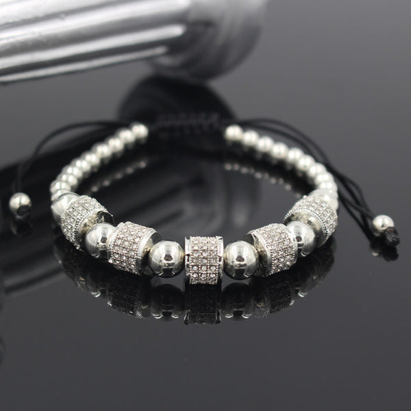 Hot Sale Gold-Color Full Crystal Charm Anil Arjandas Fashion Bracelet Pave Setting Czech Bead Weave Men Macrame Bracelet