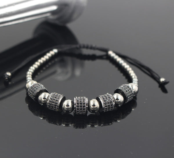 Hot Sale Gold-Color Full Crystal Charm Anil Arjandas Fashion Bracelet Pave Setting Czech Bead Weave Men Macrame Bracelet