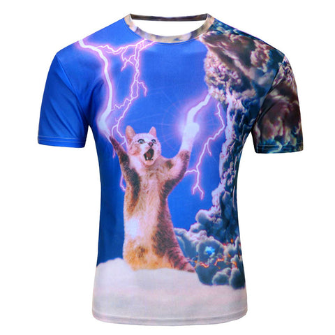2016 New arrivals brand clothing 3D Printed Thundercat T-Shirt fearless kitty cat playing with lightning t shirts