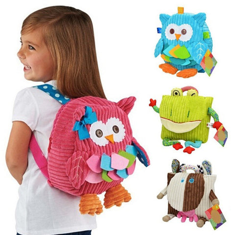 2016 new Cute Cartoon Soft Owl Monkey Animals Children Backpack For Baby School Bag For Girl Boy School Bag mochilas infantis