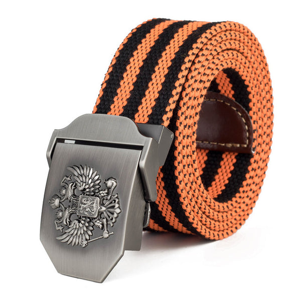Unisex Russian National Emblem Canvas Tactical Belt High Quality Military Belts For Mens & Women Luxury Patriot Jeans Belt