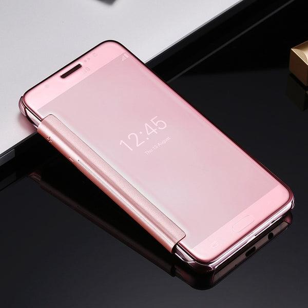 KISSCASE Clear Make Up Mirror Flip Case For iPhone 7 6 6S 6plus 5 5s se Samsung Galaxy S6 Edge S7 S7 Edge J1 J5 J7 A3 A5 A7 Case